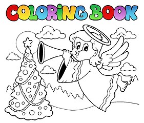Image showing Coloring book image with angel 2