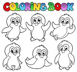 Image showing Coloring book cute penguins 1