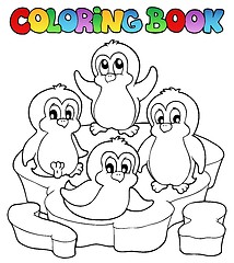 Image showing Coloring book cute penguins 2