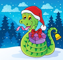 Image showing Christmas snake theme image 2