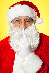 Image showing Shh...Aged Santa gesturing silence