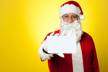 Image showing Santa holding blank white placard