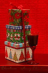 Image showing Holiday Gifts and Wine