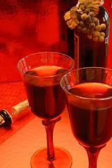 Image showing Glasses of Merlot Wine