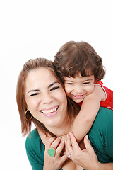 Image showing Mother with daughter on white background 