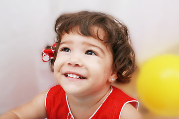 Image showing Two years old girl expressing happy over white background 