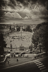 Image showing View of Piazza del Popolo from Pincio promenade - Rome