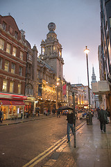 Image showing London street at autumn sunset