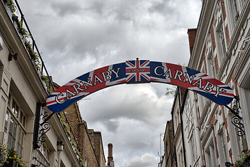 Image showing Carnaby Street Sign with Buildings on a overcast autumn afternoo