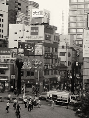 Image showing Architectural detail of Tokyo, Black and White view