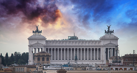 Image showing Rome, Italy. Famous Vittoriano with gigantic equestrian statue o