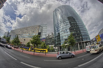 Image showing Wide angle street view of Berlin Buildings