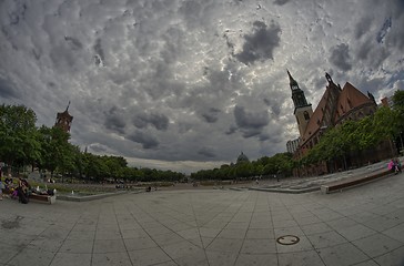 Image showing Alexanderplatz, wide angle with with cloudy summer sky - Berlin