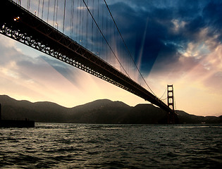 Image showing San Francisco Golden Gate Bridge Silhouette at Sunset