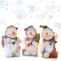 Image showing Snowmen and Snowflakes