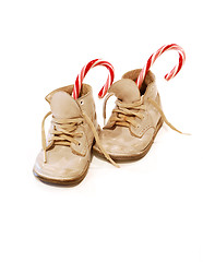 Image showing Baby Shoes and Candy Canes