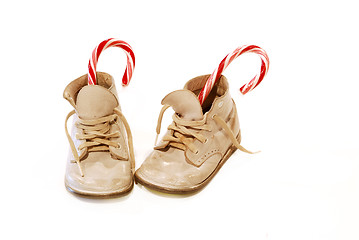 Image showing Baby Shoes and Candy Canes