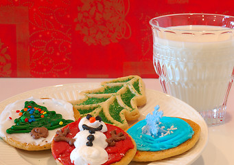 Image showing Christmas Cookies and Milk