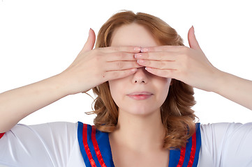 Image showing Pretty woman with see no evil