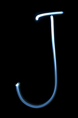 Image showing The letter J from neon light. 