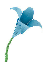 Image showing Origami blue flower white isolated.