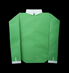 Image showing Isolated paper made green shirt.