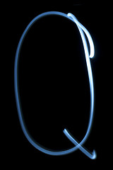 Image showing The letter Q from neon light. 