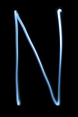 Image showing The letter N from neon light. 