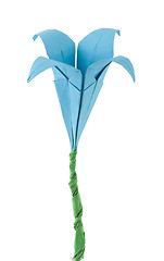 Image showing Origami blue flower white isolated.