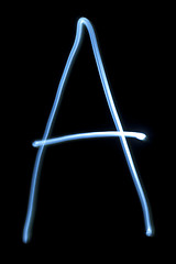 Image showing The letter A from neon light