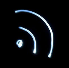 Image showing Wireless symbol from neon light. 