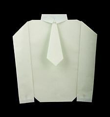 Image showing Isolated paper made white shirt with tie