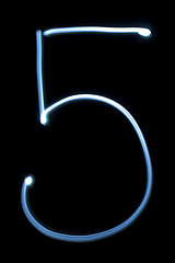 Image showing Number five digit from neon light