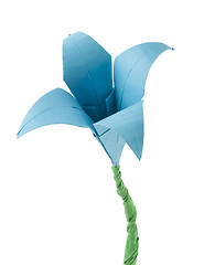 Image showing Origami blue flower white isolated.