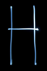 Image showing The letter H from neon light. 