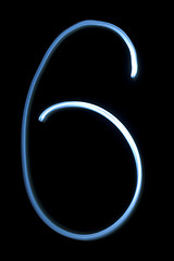 Image showing Number six digit from neon light