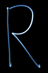 Image showing The letter R from neon light. 