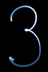 Image showing Number three digit from neon light