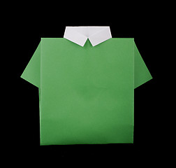 Image showing Isolated paper made green shirt.