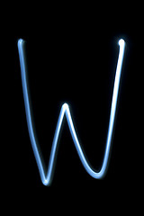 Image showing The letter W from neon light. 