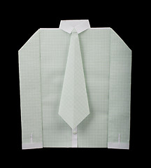 Image showing Isolated paper made white shirt with tie