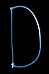 Image showing The letter D from neon light. 