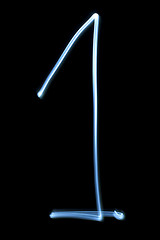 Image showing Number one digit from neon light