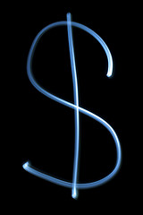 Image showing Dollar sign from neon light. 