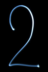 Image showing Number two digit from neon light