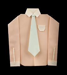 Image showing Isolated paper made pink shirt with white tie