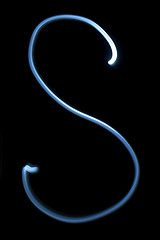 Image showing The letter S from neon light. 