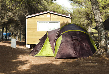 Image showing Tent and bungalows in camping 