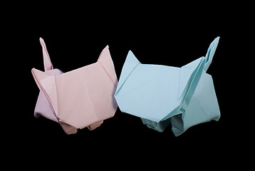 Image showing Two cats origami