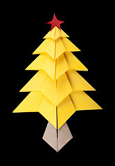 Image showing Yellow christmas tree black isolated 
